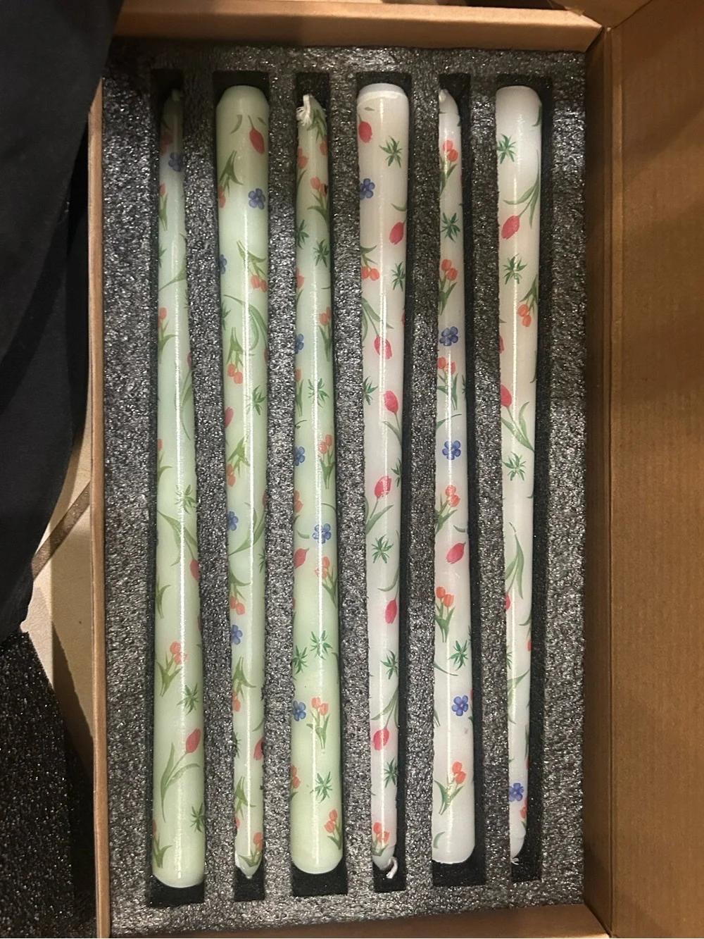 Floral Taper Candles Pink Tall Taper Candles Tulip Print 12 inch
